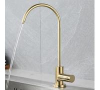 QYYZTQY Stainless Steel Brushed Gold Kitchen Sink Faucet Swan Neck Water Filter Tap