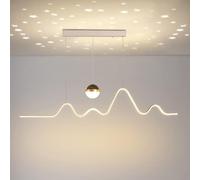 QYYZTQY Star Projection Long Stepless Dimmable Metal Line Hanging Light Luxury Art Restaurant Kitchen Bar Decoration, Chandelier