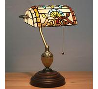 QYYZTQY Style Retro Light Straight Into The Power Base Zinc Alloy Material Shade Church Glass Study Restaurant Cafe Table Lamp Table Lamp Elegant Soft Eye Protection