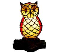 QYYZTQY Style Small nig Lamp 6 Inch Wide Owl Shape Stained Glass Shade 1-lig Traditional Handmade liging for Garden Restaurant Corridor Bedroom Living Room