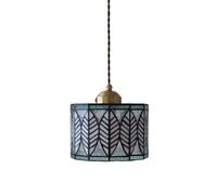 QYYZTQY Style Stained Glass Pendant Light Retro Hanging Ceiling Lamp Small Chandelier, Leaf Pattern Suspended Lights for Bedroom Restaurant Kitchen Island Lighting Fixture