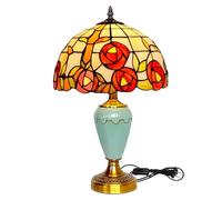 QYYZTQY Style Table Lamp Flower, European Mediterranean Style Restaurant Bar Cafe Small Table Lamp Glass Shade Bedside Warm as Ever