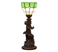 QYYZTQY Style Table Lamp Mediterranean Handmade Stained Glass Lampshade with Antique Aluminum Base for Living Room Hotel Warm as Ever