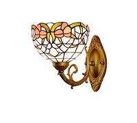 QYYZTQY Style Wall, 7.8Inch Stained Glass Luxurious Wall Lamp Retro Iron Light Fixtures for Bedroom, Living Room, Bathroom, Hallway Indoor