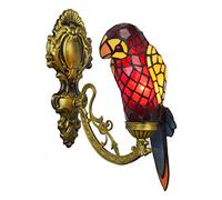 QYYZTQY Style Wall Light Fixture Red Parrot Wall Lamp Stained Glass Lampshade E26/E27 Base for Patio, Stairs, Hallway, Living Room, Bedroom