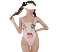 QYYZTQY Swimsuit for Women Outfit Lingerie Swimwear Bathing Suit One-Piece High Waist Teddy Sailor Anime Cosplay Bodysuit Costume Roleplay Cartoon Babydoll Top Kawaii Cute Party Pink