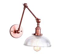 QYYZTQY Swing Arm Wall Light Lamp Fixture Lighting Vintage Wall Sconces with Clear Globe Shade for Bedroom Living Room Restaurant Barn Warehouse, Rusty