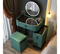 QYYZTQY Table, Bedroom Vanity Dressing Table for Girls with Makeup Mirror and Padded Stool, Small Apartment, 70Cm, Gray,Grün,70cm/27.6in