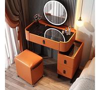QYYZTQY Table, Bedroom Vanity Dressing Table for Girls with Makeup Mirror and Padded Stool, Small Apartment, 70Cm, Gray,Orange,50cm/19.7in