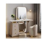 QYYZTQY Table,Computer Desk Made of Slate, Dressing Table Full Length Mirror 3 Drawers, Set with Padded Makeup Stool and Cabinet Dressin