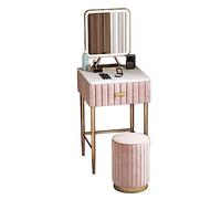 QYYZTQY Table,Desk Illuminated Mirror - Dressing Lights, Drawers, Vanity Table with Soft Padded Stool, Bedroom, for Women and Girls