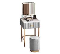 QYYZTQY Table,Desk Illuminated Mirror - Dressing Lights, Drawers, Vanity Table with Soft Padded Stool, Bedroom, for Women and Girls