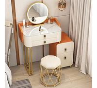 QYYZTQY Table,Desk Illuminated Mirror, Elegant Dressing with 2 Drawers Shelves, Bedroom Padded Stool Set Women and Girls, Storage Table for Cosmetics
