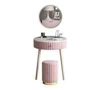 QYYZTQY Table,Desk, Small Make-up Set, Dressing Table Round Wall Padded Stool, Diameter Height cm, Desk with Mirror and