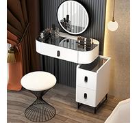 QYYZTQY Table,Desk with Smart Touch Mirror, Drawer Bedroom Dressing Table, Storage and Padded Stool 3 Color Lights, 50cm Size