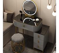 QYYZTQY Table,Dressing Lighted Mirror, Vanity 4 Drawers, Dressing Table for Ladies and Girls in Bedroom with Padded Stool,C,60cm/23.6in