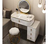 QYYZTQY Table,Dressing Lighted Mirror, Vanity 4 Drawers, Dressing Table for Ladies and Girls in Bedroom with Padded Stool,A,70cm/27.5in