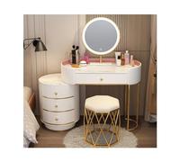 QYYZTQY Table,Dressing Makeup Set, Round Mirror, White Table Girls and Women for Bedroom with Plenty of Storage Space Dressing Table,C,80cm