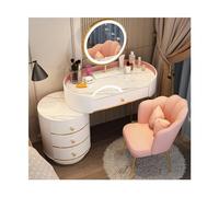 QYYZTQY Table,Dressing Makeup Set, Round Mirror, White Table Girls and Women for Bedroom with Plenty of Storage Space Dressing Table,F,120cm
