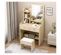 QYYZTQY Table,Dressing Pull-out Drawers and Padded Stool, Dressing Table with Dividers, Storage Shelves