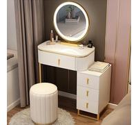 QYYZTQY Table,Dressing Set, Color Modes, with 4 Drawers and Stool, Cosmetic Storage Table for Bedroom, Dressing Room,Wei?,L:50cm/19.7inch