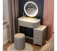 QYYZTQY Table,Dressing Set, Color Modes, with Drawers and Stool, Cosmetic Storage Table for Bedroom, Dressing Room,Wei? + Grau,L:60cm/23.6inch