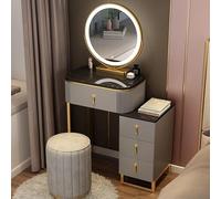 QYYZTQY Table,Dressing Set, Color Modes, with Drawers and Stool, Cosmetic Storage Table for Bedroom, Dressing Room,Schwarz + Grau,L:60cm/23.6in