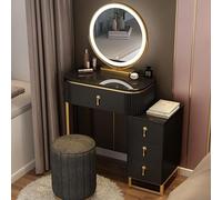 QYYZTQY Table,Dressing Set, Modes, Dressing with 4 Drawers and Stool, Storage Table for Cosmetic,Black,L:60cm/23.6inch