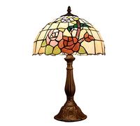 QYYZTQY Table Lamp Bedside Lamp Magpie and Flowers Pattern Stained Glass Lamp Idyllic Country Style for Living Room Bedroom Farmhouse Needed