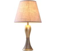 QYYZTQY Table Lamp Bedside Lamp Nightstand Lamp Carved Alloy Base Bedside Lamp Fabric Lampshade Nightstand Lamp Button for The Bedroom Office Table Lamps Table Light for Living Room (Color : C)