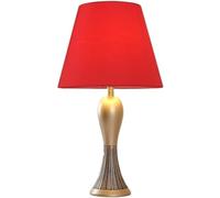 QYYZTQY Table Lamp Bedside Lamp Nightstand Lamp Carved Alloy Base Bedside Lamp Fabric Lampshade Nightstand Lamp Button for The Bedroom Office Table Lamps Table Light for Living Room (Color : C)