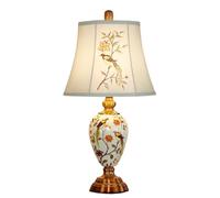 QYYZTQY Table Lamp Bedside Lamp Nightstand Lamp Ceramic Table Lamp American Flowers and Birds Bedside Lamp Fabric Lampshade Nightstand Lamp for Living Room Bedroom Table Lamps Table Light for Living