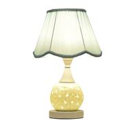 QYYZTQY Table Lamp Bedside Lamp Nightstand Lamp Ceramic Table Lamp Fabric Lampshade Iron Base Bedside Lamp Dual Light Control Nightstand Lamp for Bedroom Living Room Table Lamps Table Light for Living