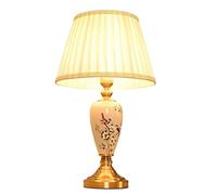 QYYZTQY Table Lamp Bedside Lamp Nightstand Lamp Ceramic Table Lamp Hand Painted Flowers and Birds Bedroom Decor Desk Metal Table Lamps with Fabric Shade for Bedroom Table Lamps Table Light for Living