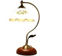 QYYZTQY Table Lamp Bedside Lamp Nightstand Lamp Glass Printing Lampshade Bedside Lamp E27 Bedroom Nightstand Lamp Creative Retro Desk Lamp Decoration Table Lamps Table Light for Living Room (Color :