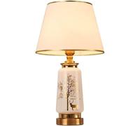 QYYZTQY Table Lamp Bedside Lamp Nightstand Lamp Glazed Ceramic Bedside Lamp Fabric Lampshade Metal Nightstand Lamp for Living Room Bedroom Table Lamps Table Light for Living Room (Color : F)
