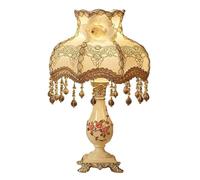 QYYZTQY Table Lamp Bedside Lamp Nightstand Lamp Resin Table Lamp European Pastoral Bedside Lamp Fabric Lampshade Nightstand Lamp for Living Room Bedroom Table Lamps Table Light for Living Room (Color