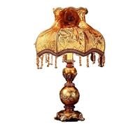 QYYZTQY Table Lamp Bedside Lamp Nightstand Lamp Resin Table Lamp European Pastoral Bedside Lamp Fabric Lampshade Nightstand Lamp for Living Room Bedroom Table Lamps Table Light for Living Room (Color