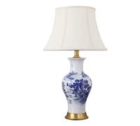 QYYZTQY Table Lamp Bedside Lamp Nightstand Lamp Traditional Ceramic Table Lamp Blue Ceramic Vase White Fabric Drum Shade Table Lamps for Bedside Home Table Lamps Table Light for Living Room (Color :