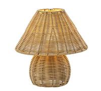 QYYZTQY Table Lamp Boho Rattan Night Stand Light Handmade Wicker Desktop Nightstand Lamp Accent Lamps Vintage Mushroom Lights for Bedroom Living Room Desk Entrance