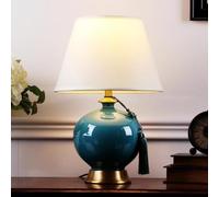QYYZTQY Table Lamp Ceramic Decorative Table lampVintage Bedside Lamp American Country Style Table Lamps Fabric Shade E27 Living Room & Bedroom Hotel