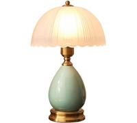 QYYZTQY Table Lamp Ceramic Table Lamp Practical Bedroom Bedside Lamp Glass Lampshade Interior Decorative Reading Lamp Bedside Desk Lamp