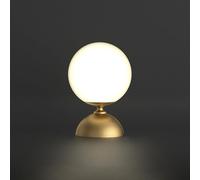 QYYZTQY Table Lamp Globe Table Desk Light, Mid Century Round Night Stand Lights with White Glass Brass Base for Bedroom Bedside Lamps Living Room End Table Office