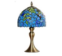 QYYZTQY Table Lamp Stained Glass Retro Wisteria Desk Lamp Study Hotel Villa Decorative Table Light Bedroom Bedside Night Light Warm as Ever