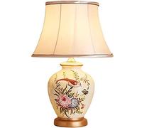 QYYZTQY Table Lamps 50 * 31 Cm Large Oriental Ceramic Table Lamp with Bell Shape Lamp Shade Porcelain Vase Bedroom Desk Lamp Night Stand Light Lamp Button Switch