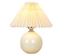 QYYZTQY Table Lamps Ceramics Table Lamp Vase Bedroom Desk Lamp Retro Pleated Fabric Desk Lamps for Living Room Home Office Desk Nightstand Table Lamp