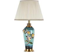 QYYZTQY Table Lamps Hand Painting Vase Bedroom Desk Lamp Large Oriental Ceramic Table Lamp with Barrel Shape Lamp Shade Creative Three-Dimensional Flowers Porcelain Desk Lamps