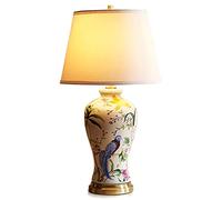 QYYZTQY Table Lamps Large Oriental Ceramics Desk Lamp in Ice Cracked Finish with Hand-Painted Flowers and Birds Bedroom Bedside Lamp for Living Room Office Nightstand Table Lamp