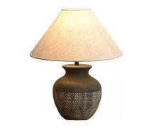 QYYZTQY Table Light Nightstand Lamp Ceramic Table Lamp Handmade Bedside Nightstand Lamp with Fabric Shade for Bedroom Living Room Table Lamps for Bedroom