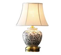 QYYZTQY Table Light Nightstand Lamp Ceramic Table Lamp Painted Flowers Table Lamps Bedroom Bedside Lamp Traditional Living Room Study Office Table Lamps for Bedroom(A,Remote Control Switch)
